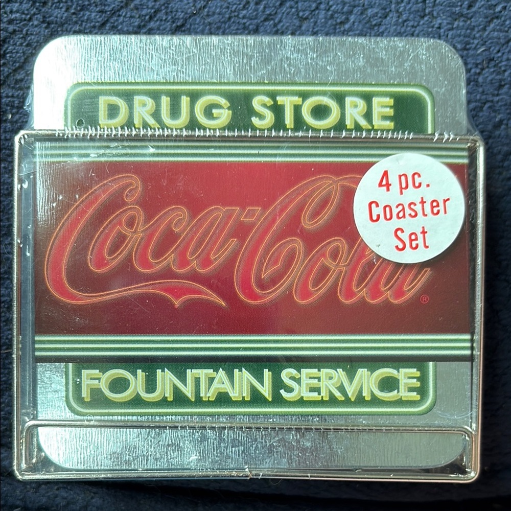 Coca-Cola Retro Coaster Set in Red and Silver
